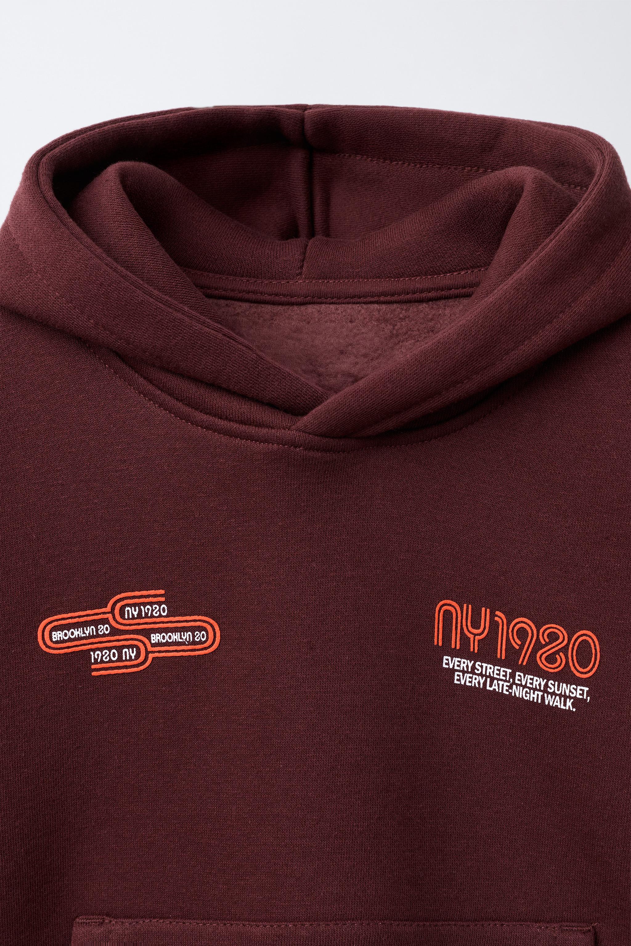 TEXT PRINT HOODIE SWEATSHIRT